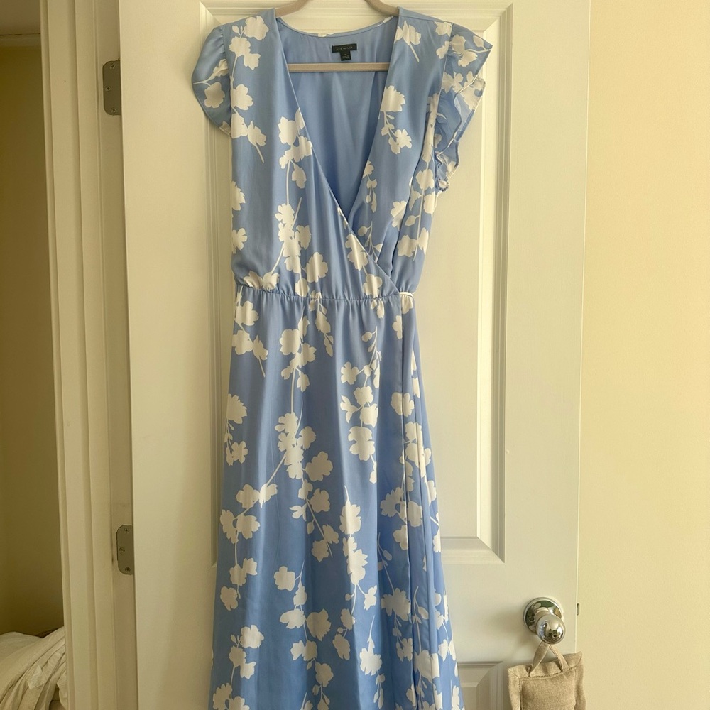 Blue Floral Wrap Dress
